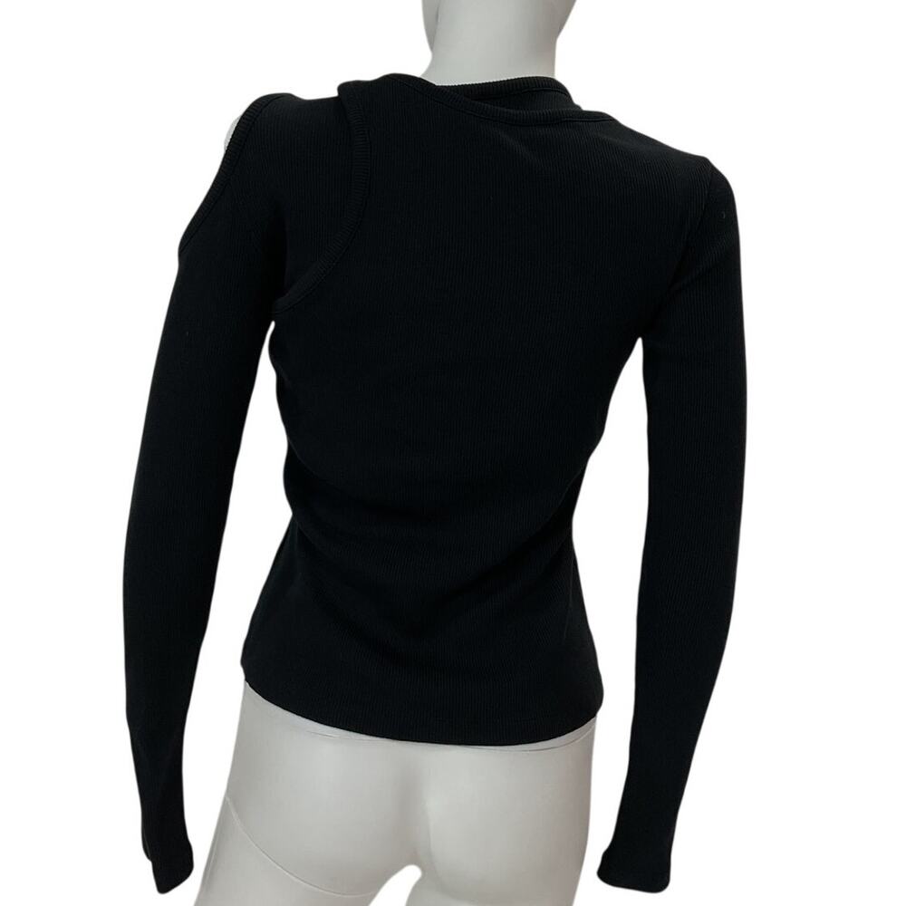 A.W.A.K.E. Mode Layered Black Cutout Ribbed Jersey Top Size Small - Picture 3 of 5